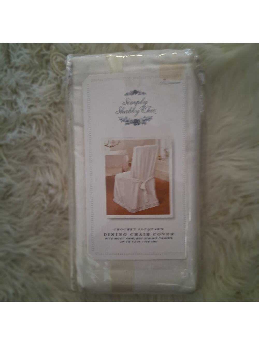 Simply Shabby Chic new dining chair cover cream fits most armless chairs to 42"